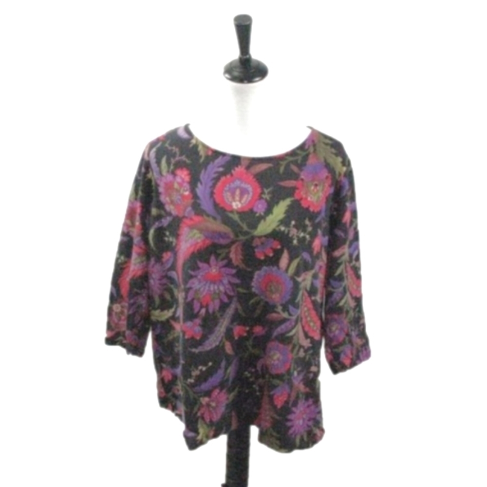 Lauren Ralph Lauren Vibrant Floral 3/4 Sleeve Knit Top Size 3X